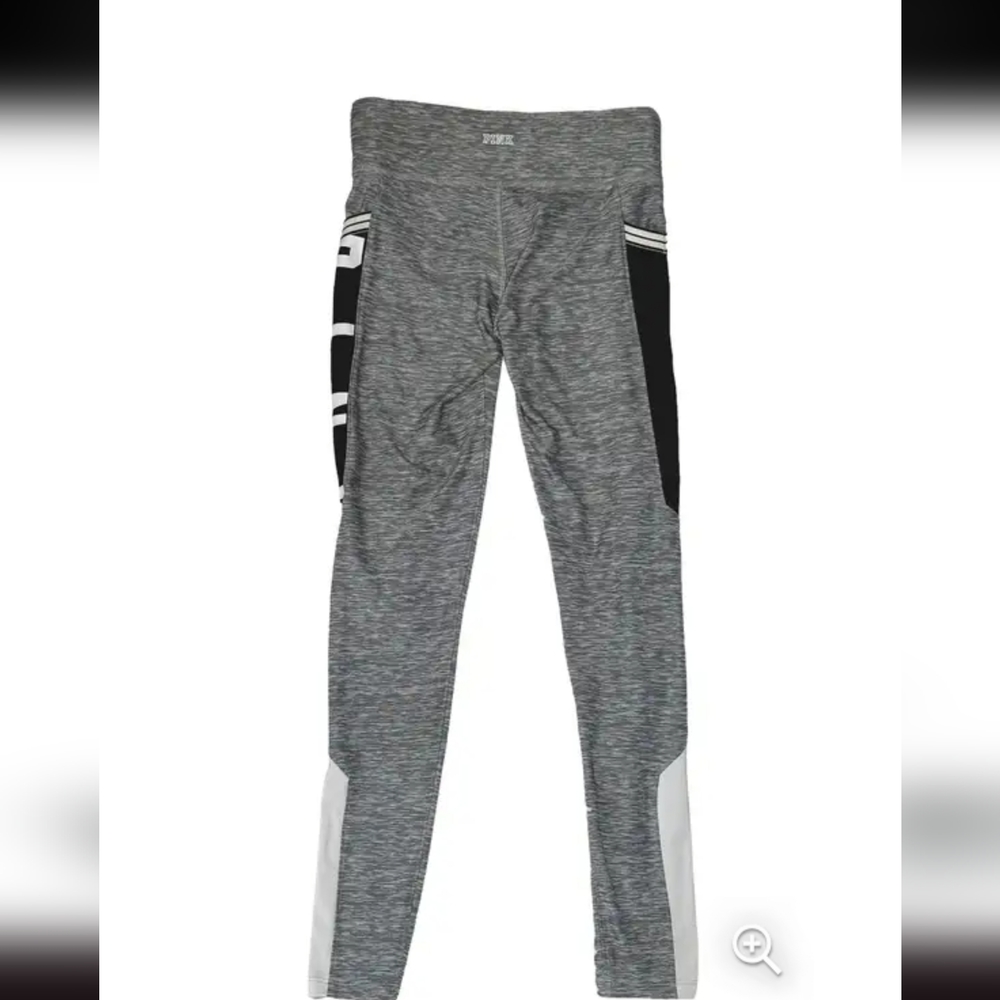 PINK Victoria’s Secret Gray & Burgundy Ultimate Side Pocket Leggings Size Large